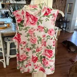 Talbots Floral Sleeveless Blouse - Pink and Green